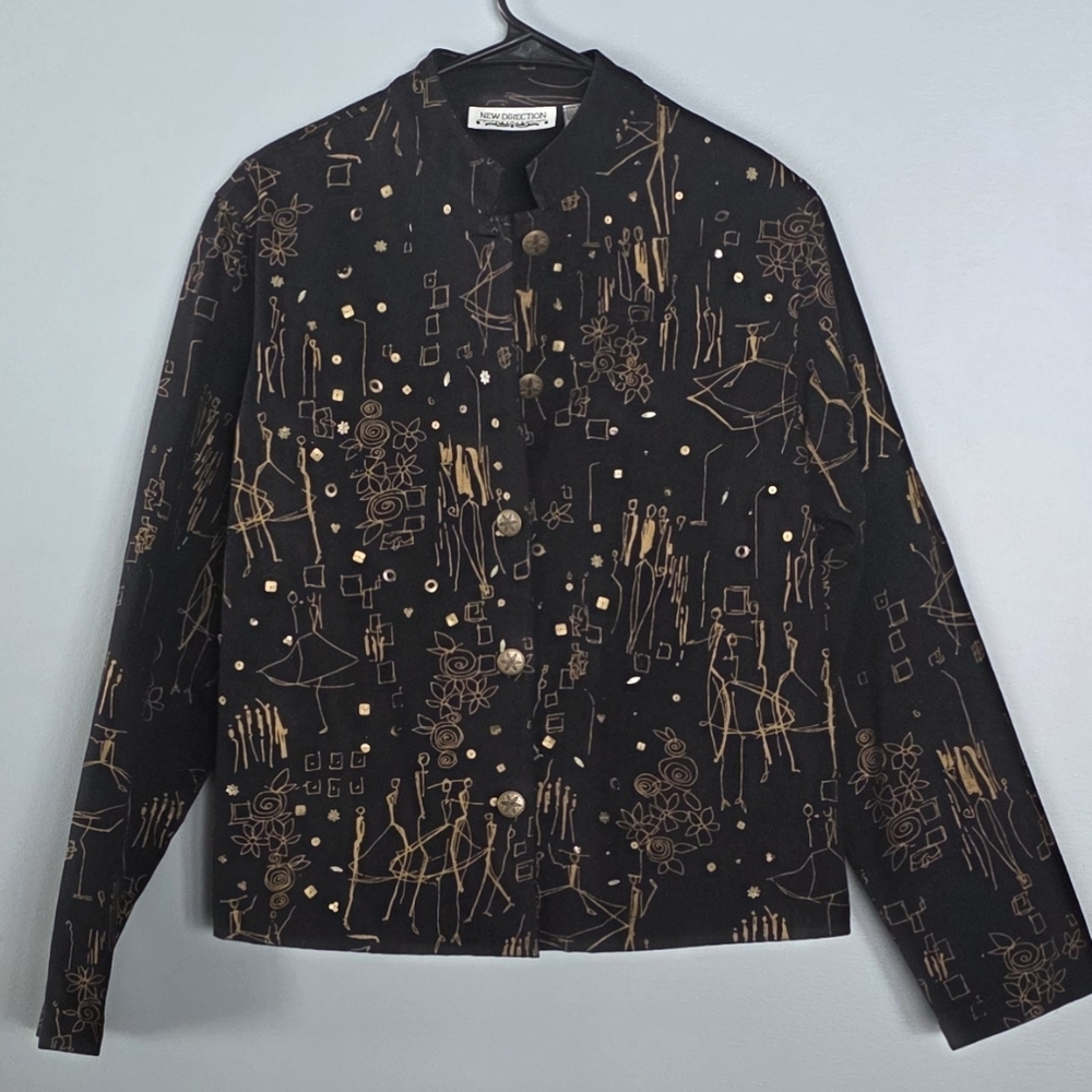 NEW DIRECTION Black Blazer with Gold Accents